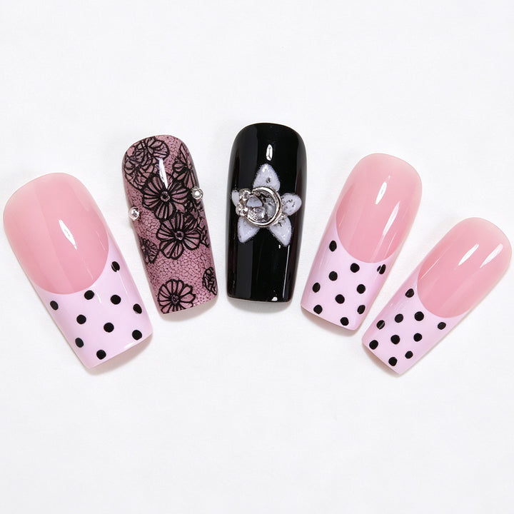 Floral Lace Design Press-On Nail Art Bowlift