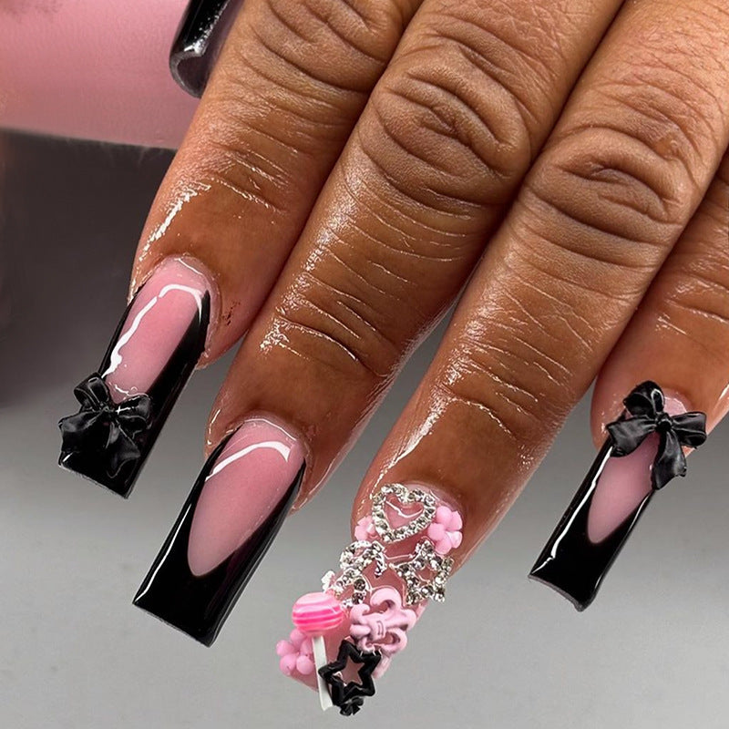 Artificial nail set with elegant accents and creative design Bowlift