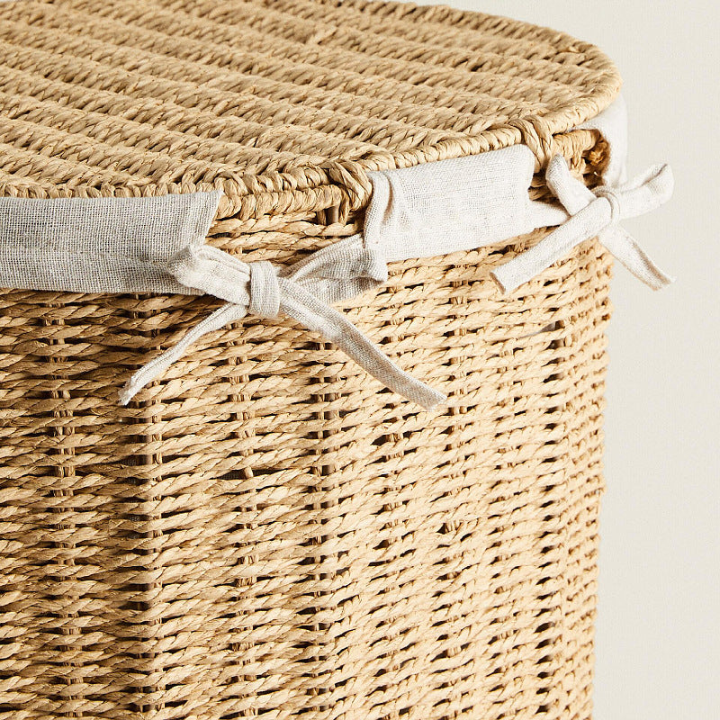 Round laundry basket made of natural materials Bowlift