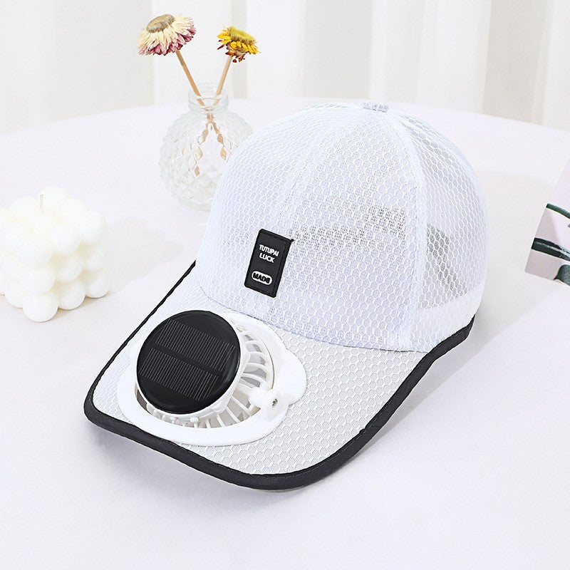 Solar-powered Fan Cap with integrated fan and breathable mesh Bowlift