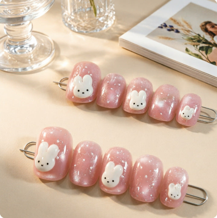 Cute Bunny Design Artificial Nails Bowlift
