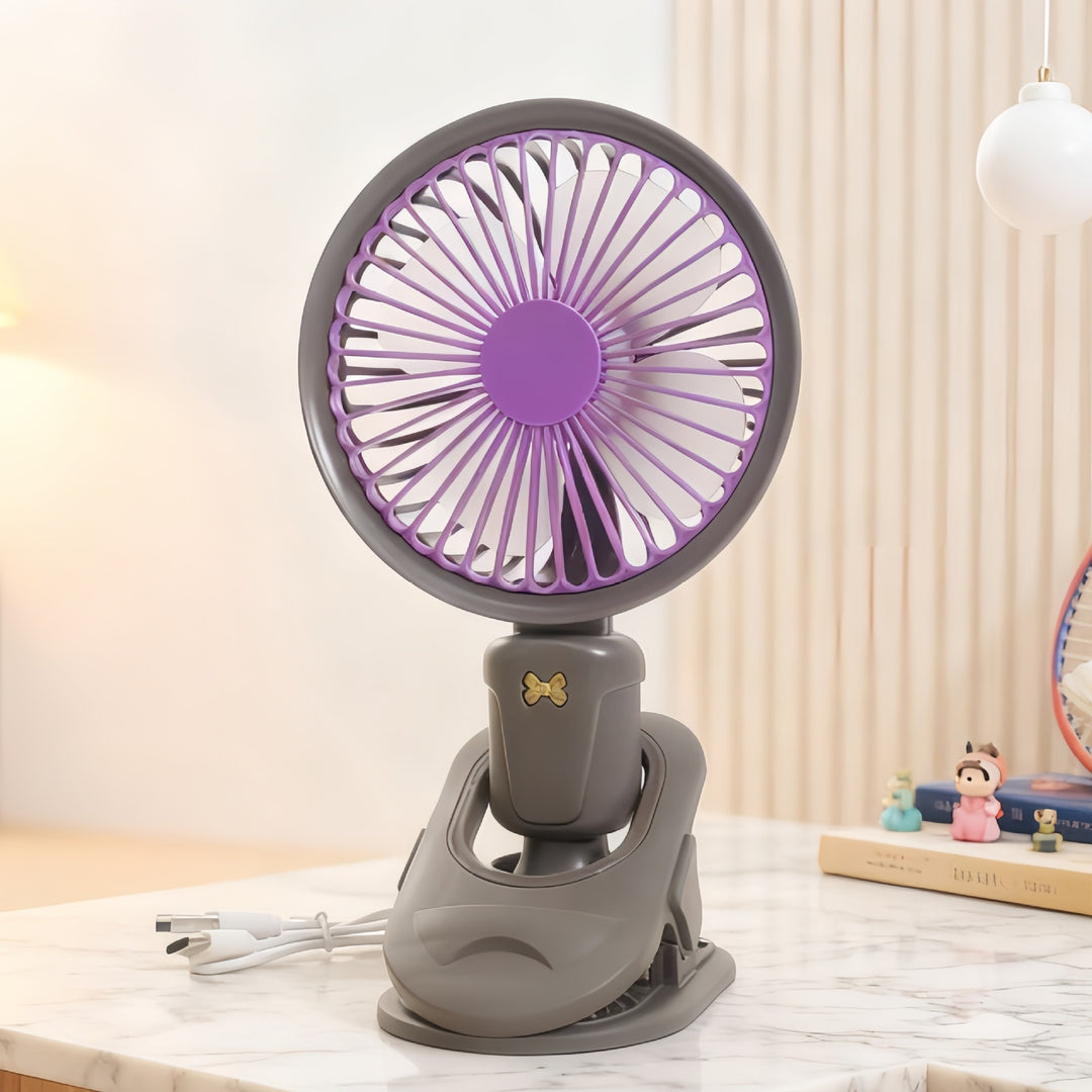 Women Portable Table Fan with Adjustable Tilt Mechanism and USB Connection Bowlift