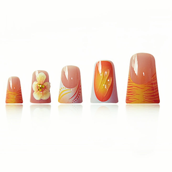 Decorative Floral Press-On Nail Set Bowlift