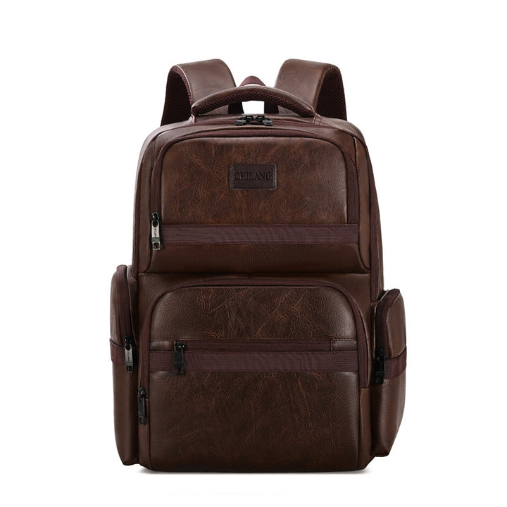 Stylish Multi-Pocket Leather Backpack