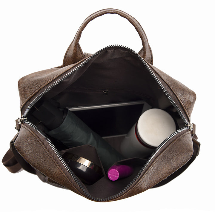 Multi-Functional Faux Leather Backpack Bowlift