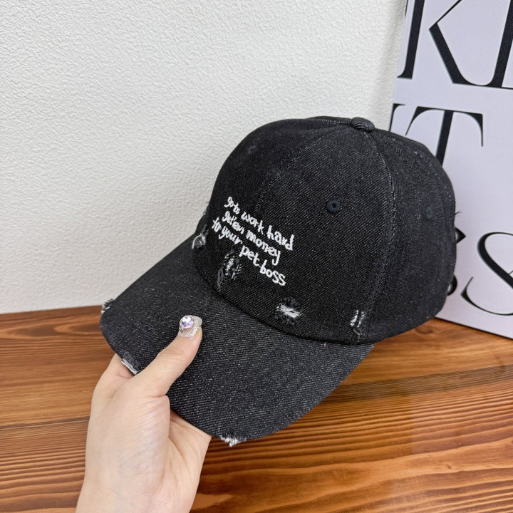 Women's Distressed Denim Statement Cap Bowlift