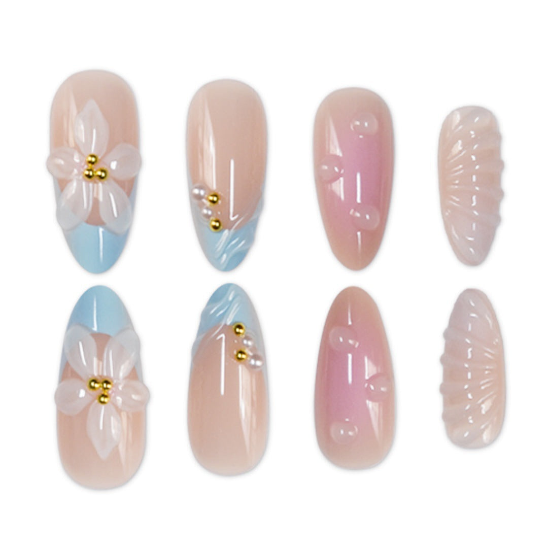 Artistic Floral Design Press-On Nail Set Bowlift