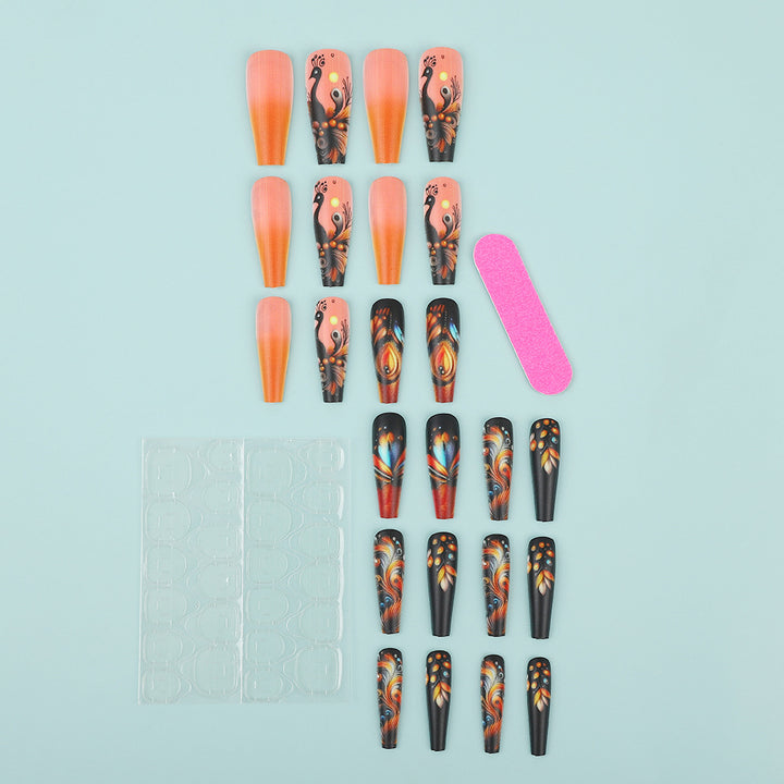 Creative Nail Art Set with Colorful Feather Designs Bowlift