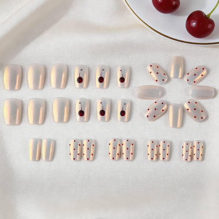 Artistic Cherry-Patterned Press-On Nail Set Bowlift