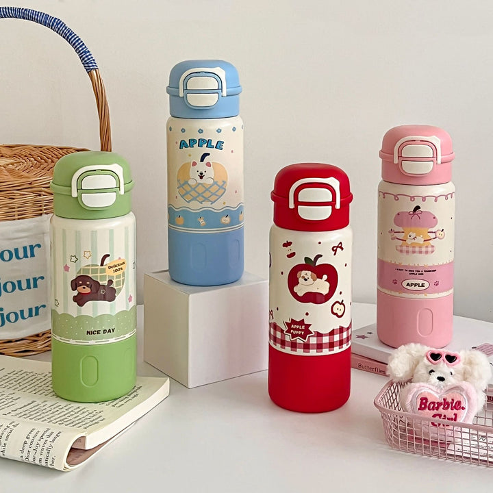 Ladies Insulated Water Bottle with Cheerful Dog Design Bowlift