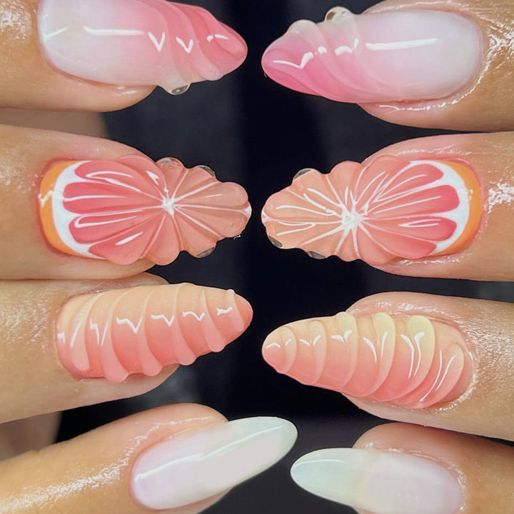 Creative nail set with subtle ombre effects and elegant decorative elements Bowlift