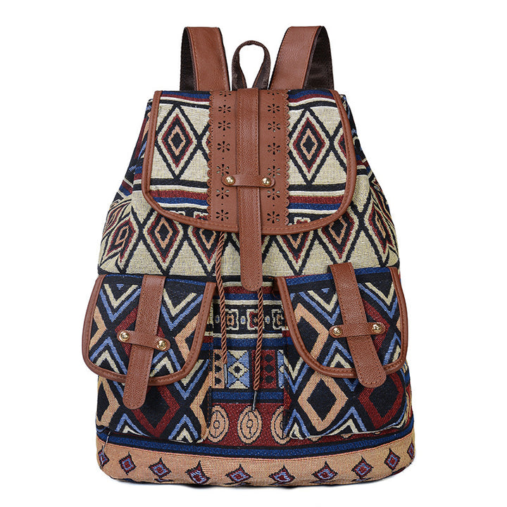 Bohemian Ethnic Print Backpack Bowlift
