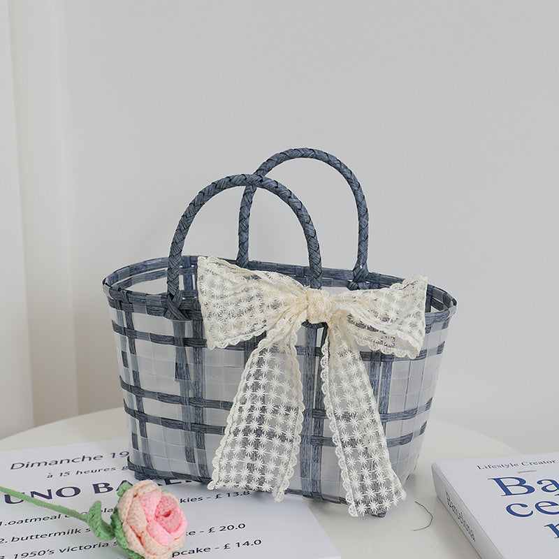 Handcrafted basket bag with elegant bow applique Bowlift