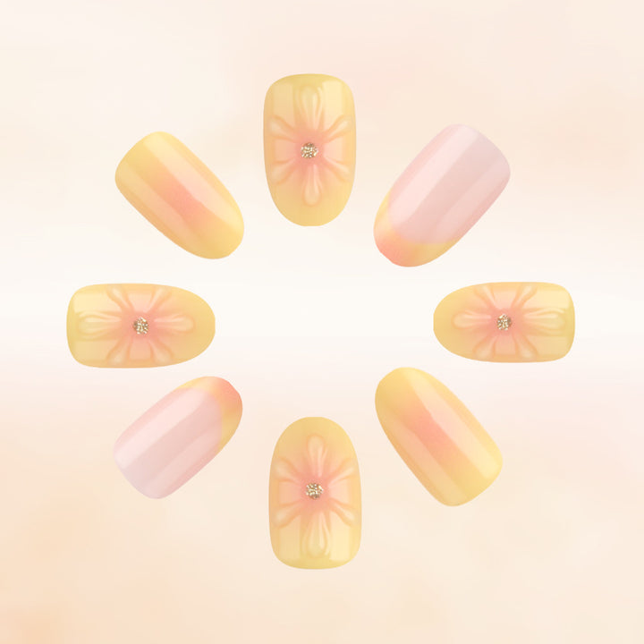 Floral Accent Press-On Nails Bowlift