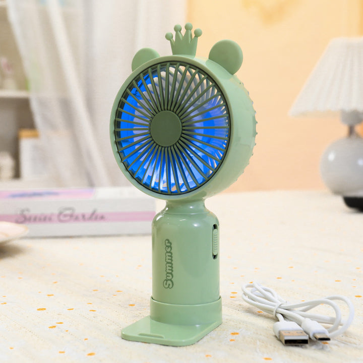 Women's Portable Hand Fan with Cute Ears Bowlift