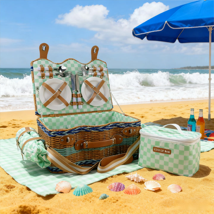 Women's picnic basket with integrated dish set and insulated cooling function Bowlift