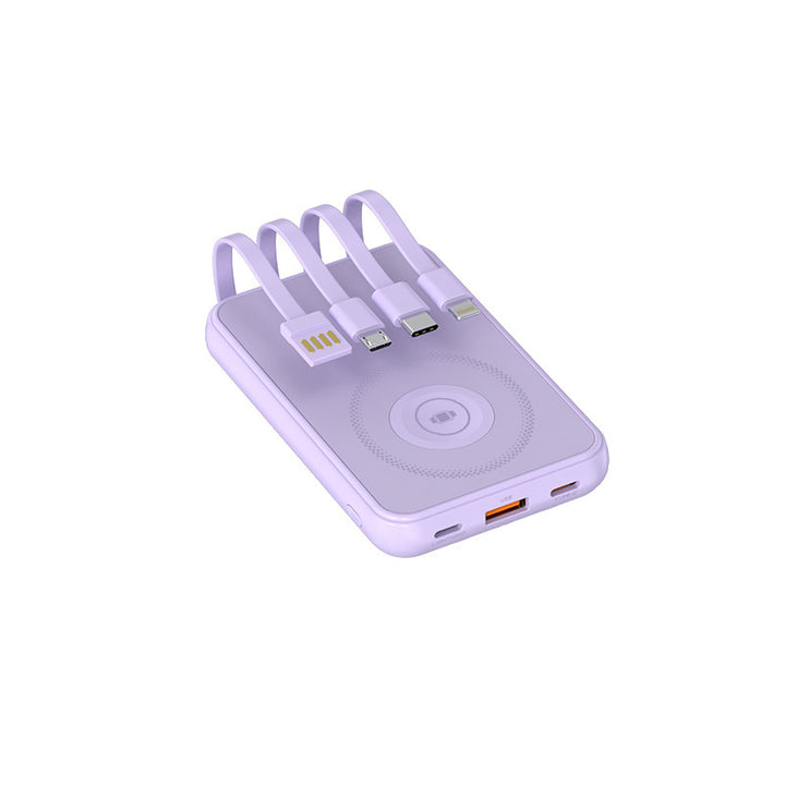 Portable charger with multidimensional charging cable system and wireless charging function Bowlift