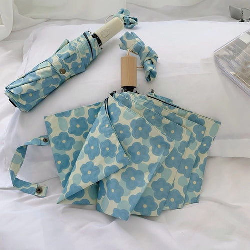 Women Folding Umbrella with Floral Pattern Bowlift