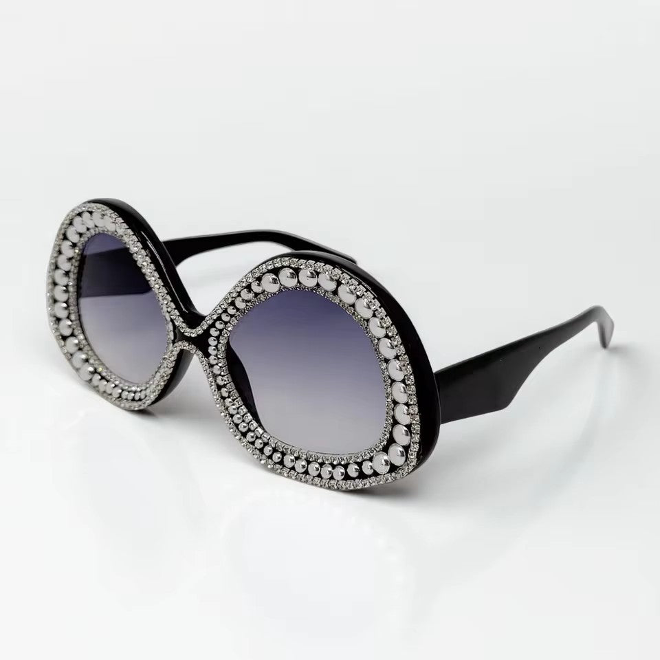 Ladies Glamorous Statement Sunglasses with Sparkling Crystal Frame Bowlift