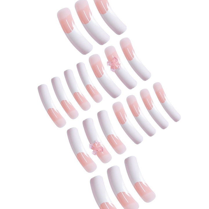Elegant Bow-Embellished Acrylic Press-On Nails Bowlift