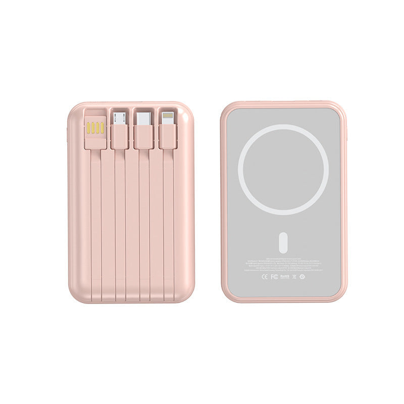 Portable Powerbank with Integrated Charging Cables Bowlift