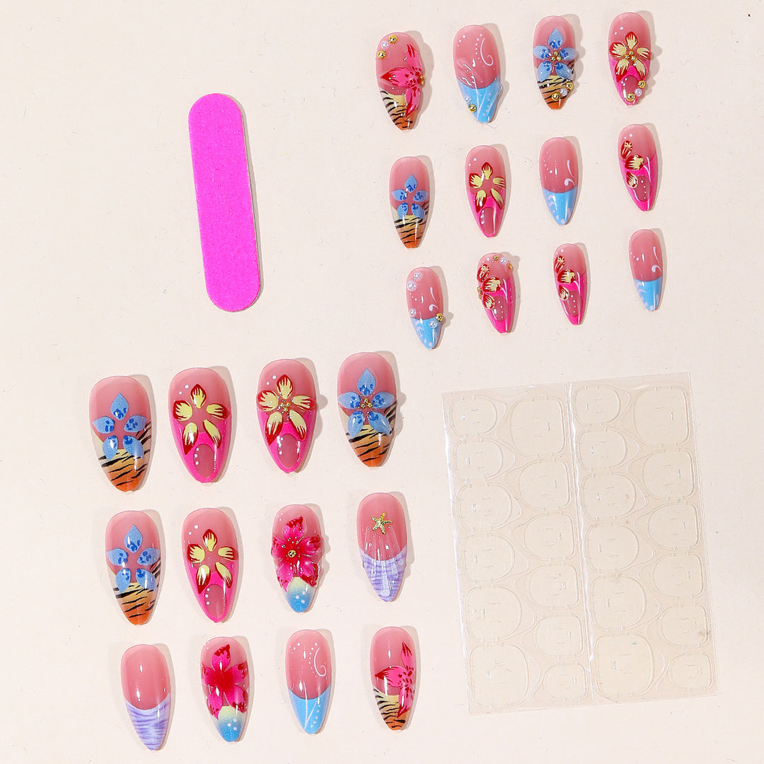 Artistic 3D Floral Nail Extensions Bowlift