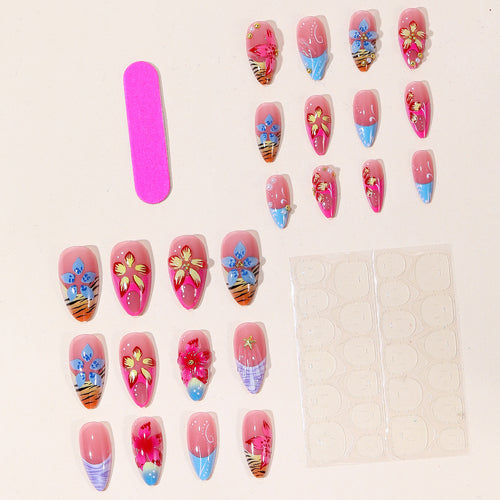 Artistic 3D Floral Nail Extensions Bowlift
