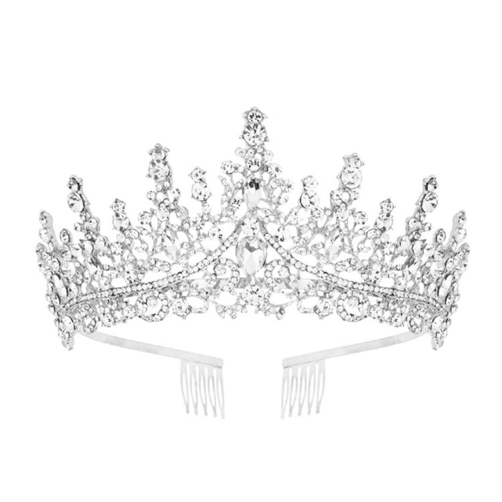 Ladies Rhinestone Tiara with Sparkling Gemstones Bowlift