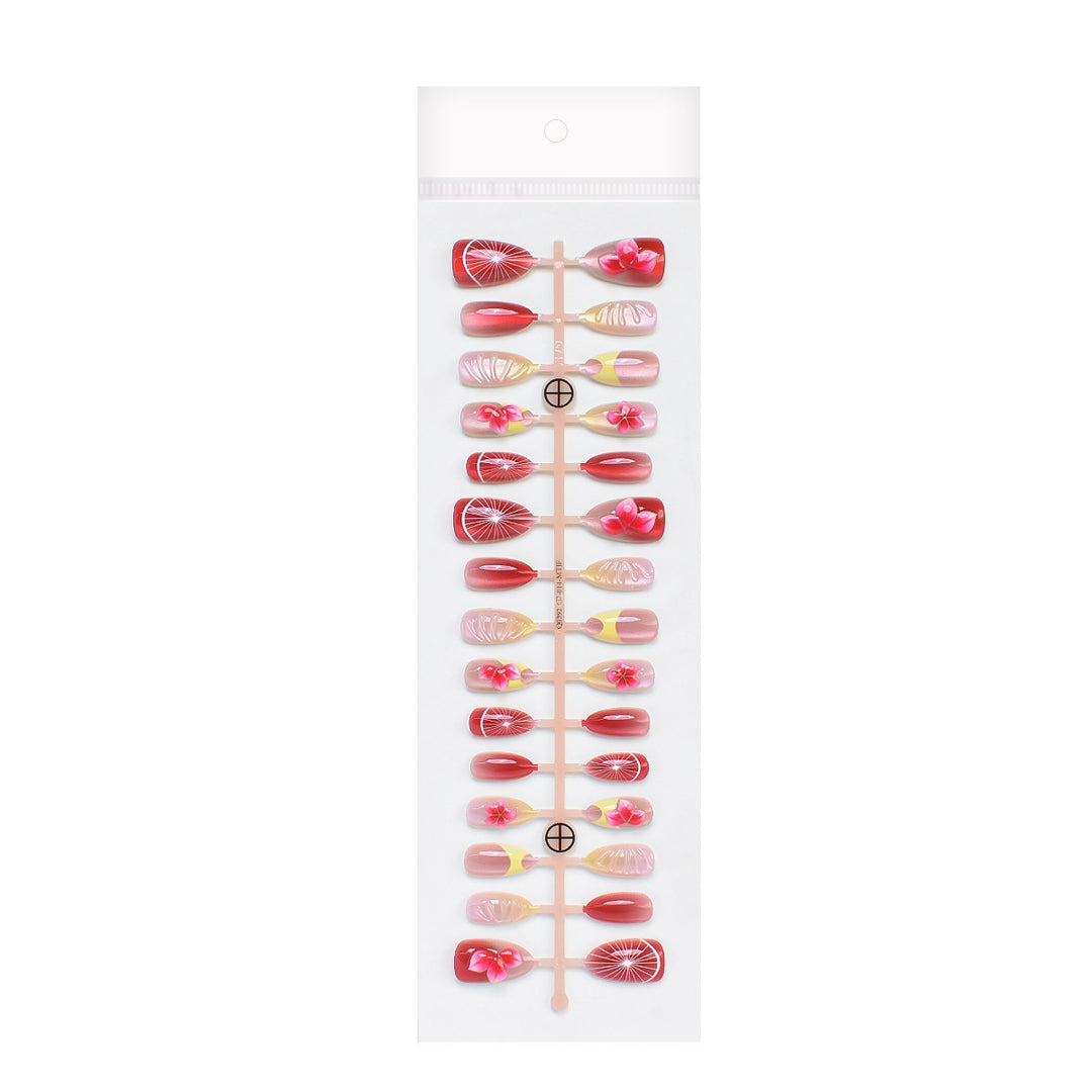 Artistic Floral Design Press-On Nail Set Bowlift