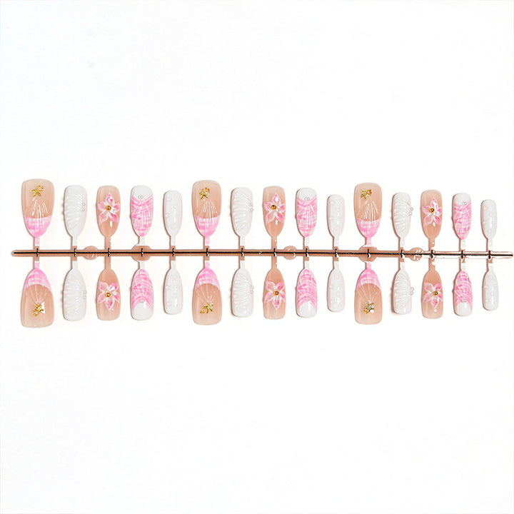 Artificial Nail Set with Floral and Glamorous Accents Bowlift