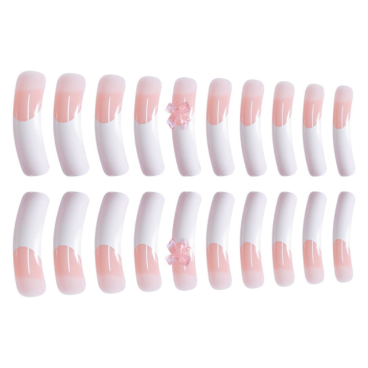 Stylish Acrylic Press-On Nail Extensions with Decorative Bow Bowlift