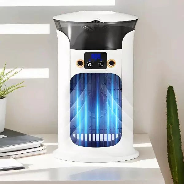 Unisex one size compact cylindrical digital personal cooling fan with programmable LED display and multi-speed settings Bowlift