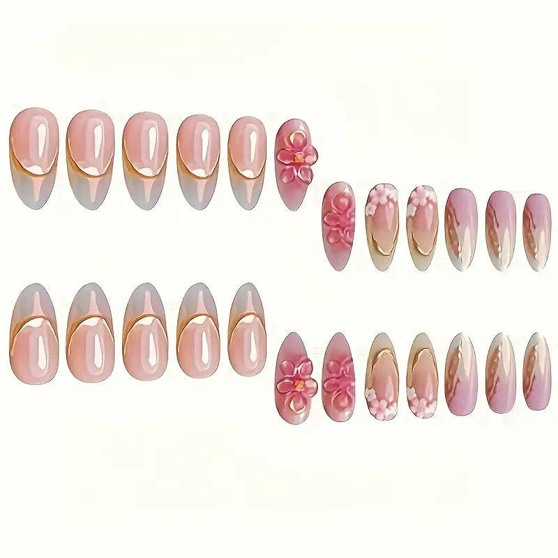 Floral Embellished Press-On Nail Art Set Bowlift