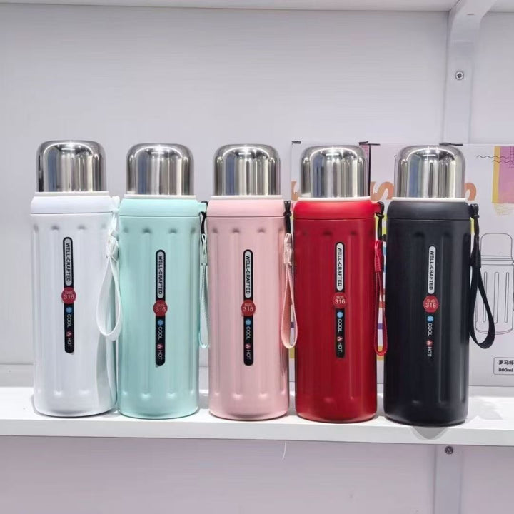Unisex Thermal Insulated Bottle with Practical Carrying Handle Bowlift