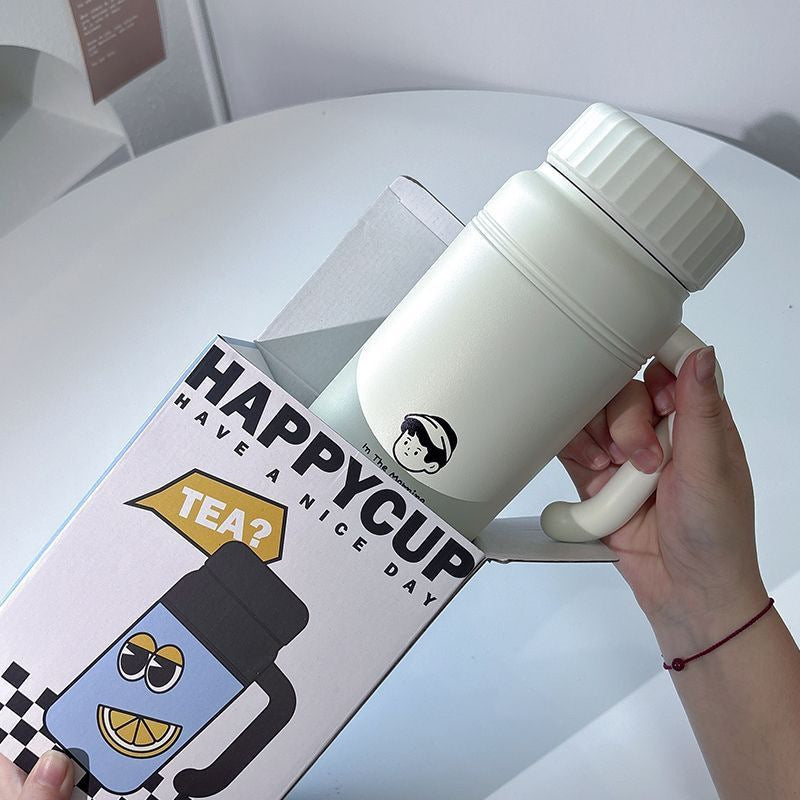 Women's insulated drinking bottle with ergonomic handle and practical leak protection Bowlift