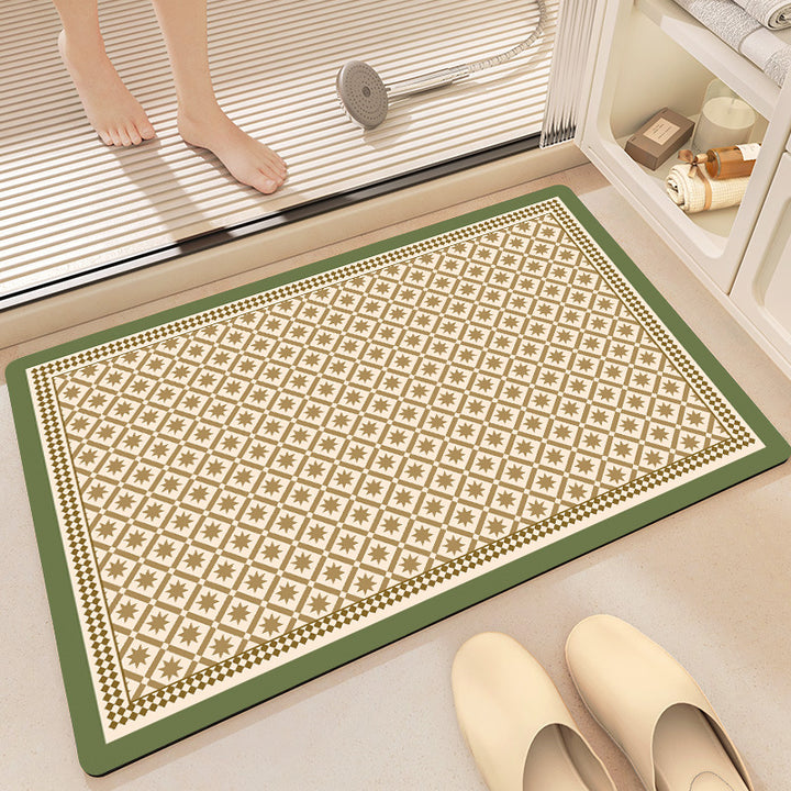 Vintage Floral Pattern Bath Mat Bowlift