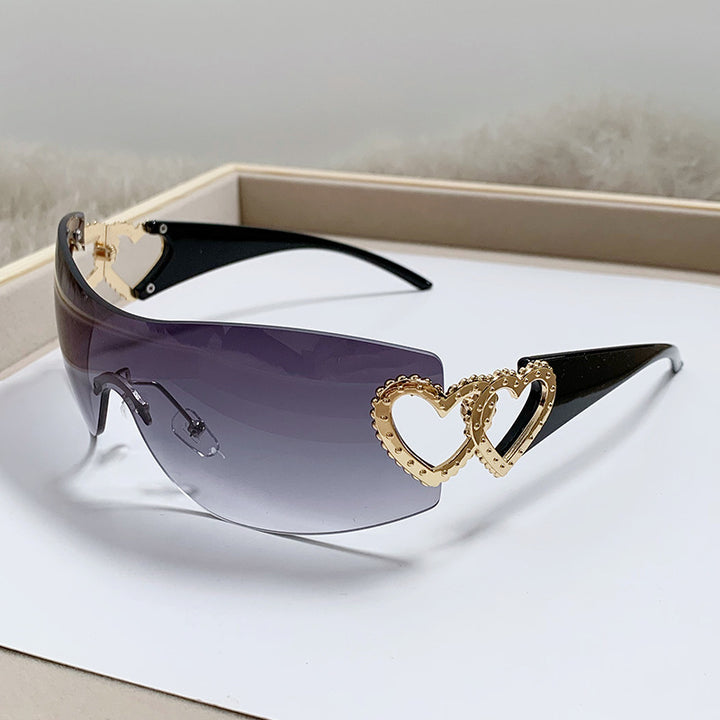 Ladies Designer Sunglasses with Luxurious Heart Accent Bowlift