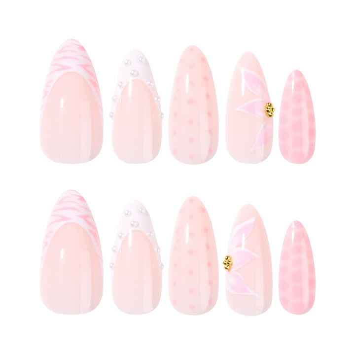 Artistic stiletto nails with elegant 3D decorations Bowlift