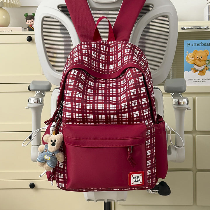 Checked Patterned Backpack Bowlift