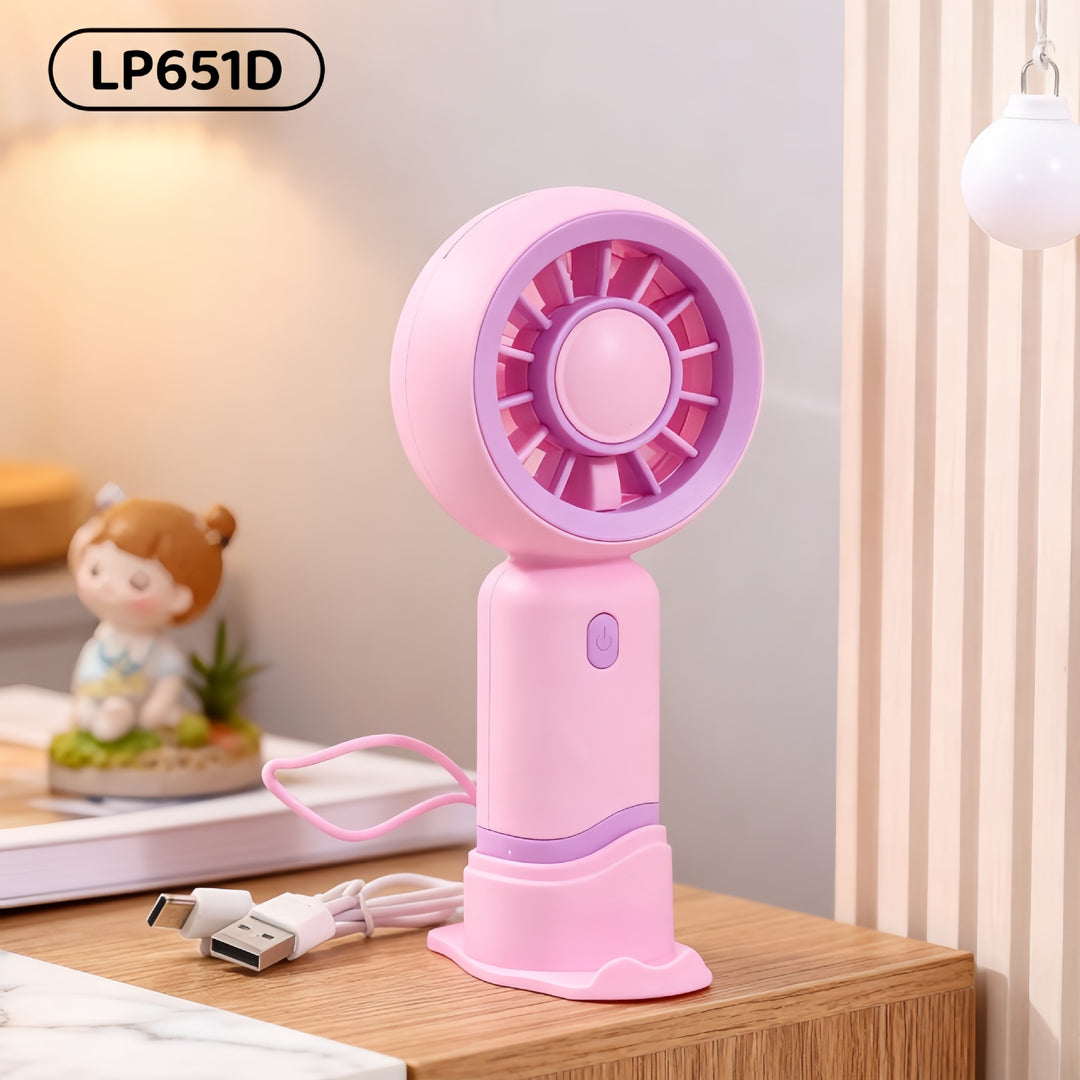 Women's Portable USB Hand Fan with Ergonomic Handle Bowlift