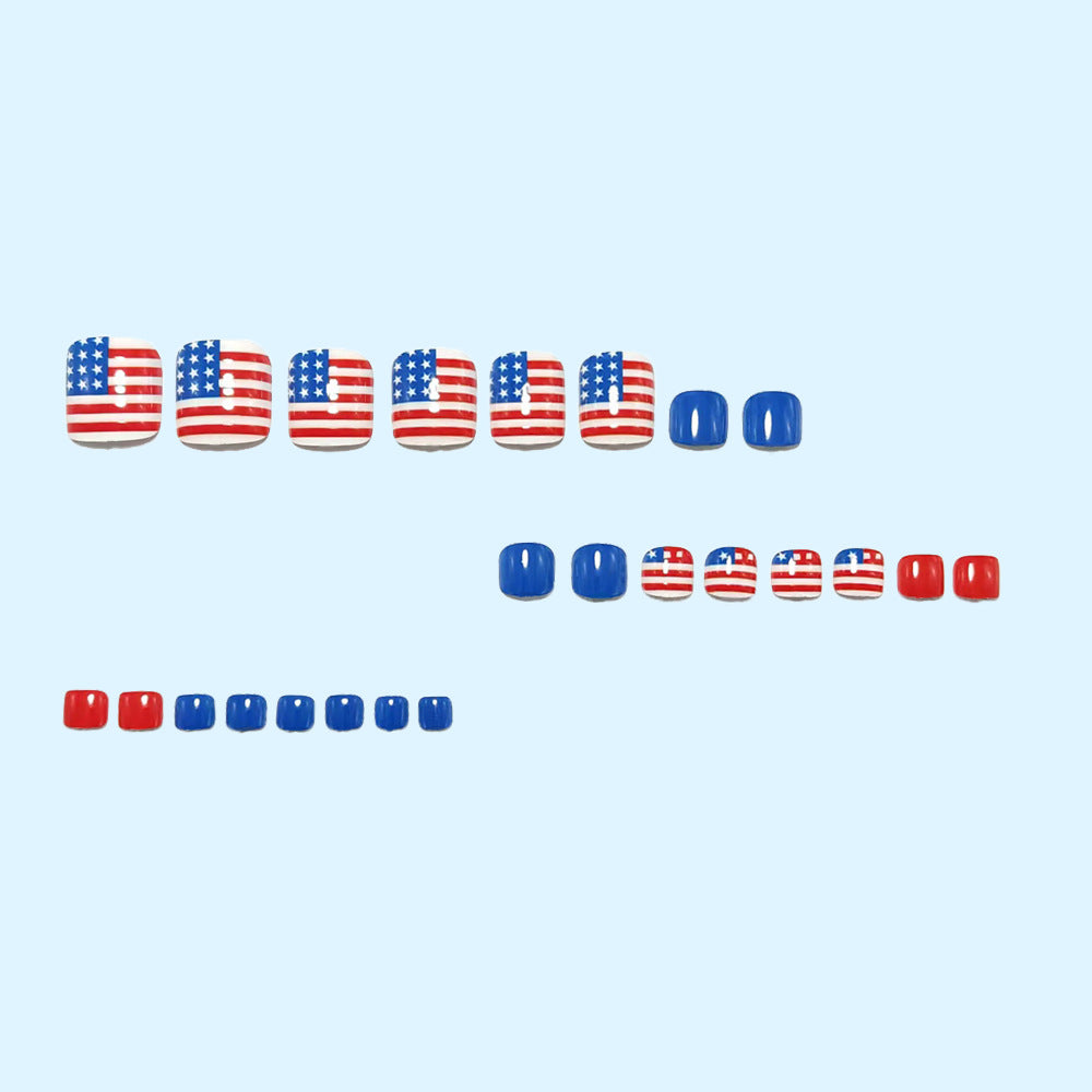 Patriotic style artificial nails with flag motifs Bowlift