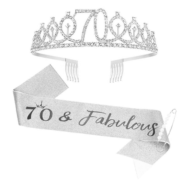 Women Crystal-Embellished Birthday Crown with Personalized Sash Bowlift
