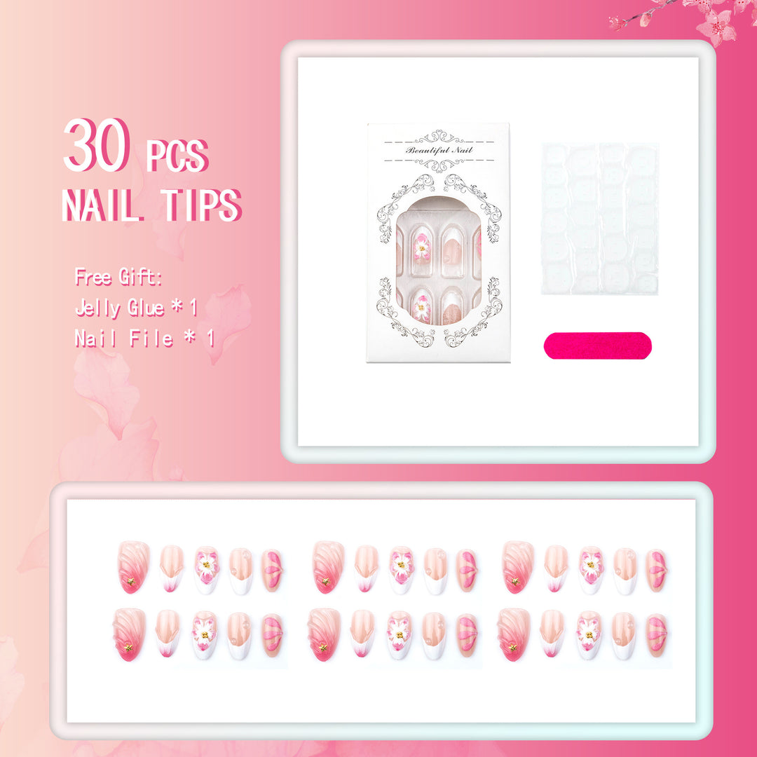 Artificial nail set with floral and elegant accents Bowlift