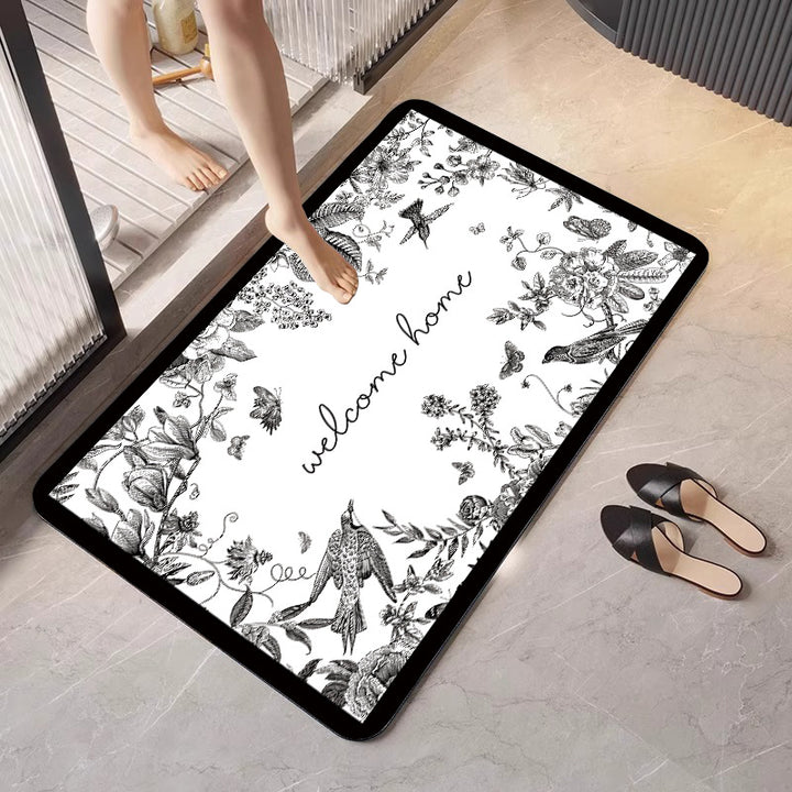 Floral Art Bathroom Mat Bowlift