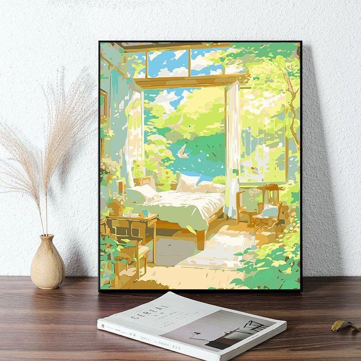 Cozy Bedroom Scene Canvas Art Print Bowlift