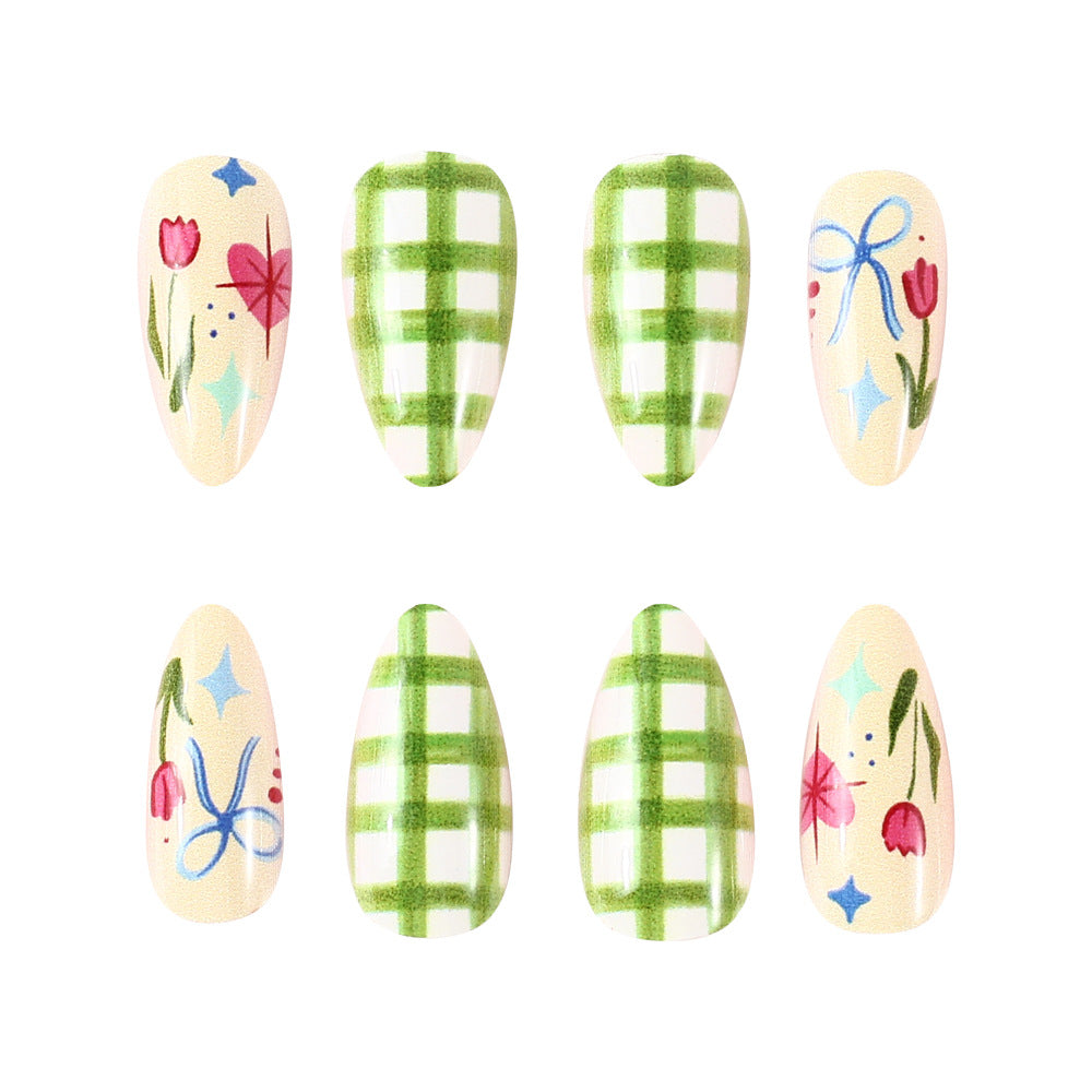 Floral Art Gel Press-On Nails Bowlift