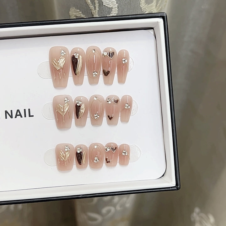Artistic Floral Nail Art Set with Rhinestones Bowlift
