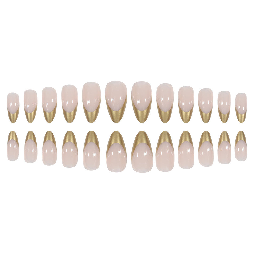 Elegant Metallic Tip Stiletto Press-On Nails Bowlift