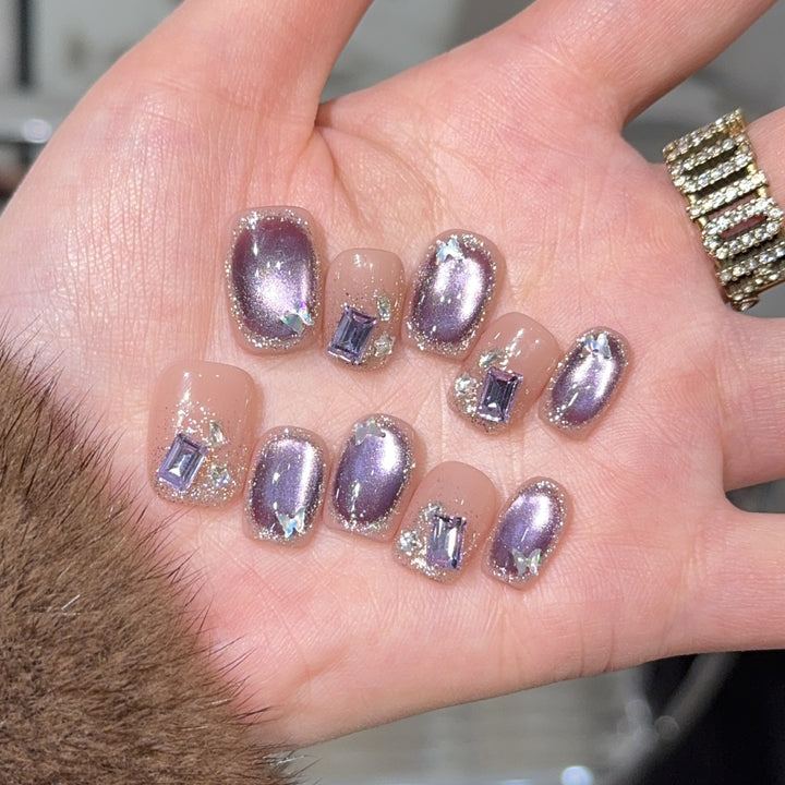 Glamorous nail tips with ombre effect and glitter Bowlift