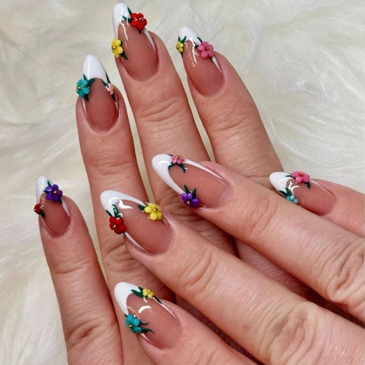 Spring-like nail art with flower appliqués Bowlift